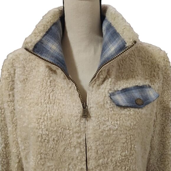 - Pendleton fleece Sherpa full zip jacket with plaid trim size L - Picture 3 of 8